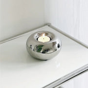 Ceramics Candle Holder - Circular Silvery Candlestick