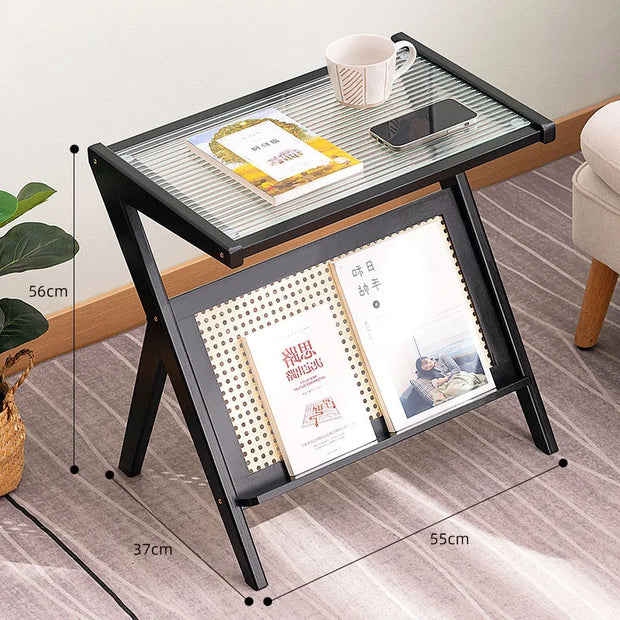 Unique Shape Side Table with Rack – Stylish Coffee/Tea Table