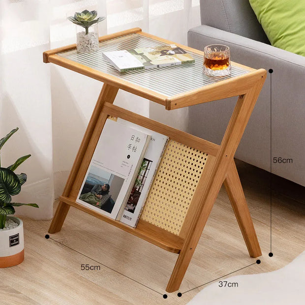 Unique Shape Side Table with Rack – Stylish Coffee/Tea Table