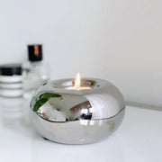 Ceramics Candle Holder - Circular Silvery Candlestick